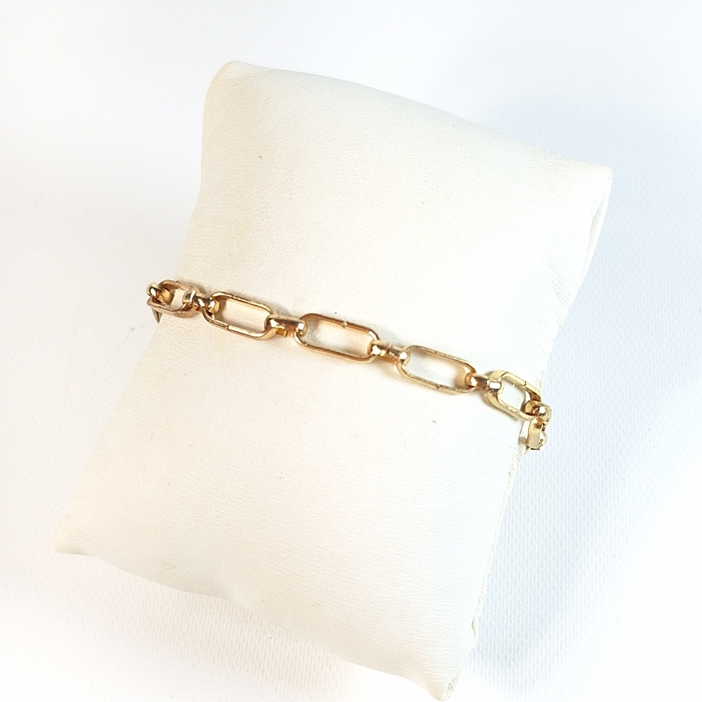Gold Tone Paperclip Chain Link Bracelet